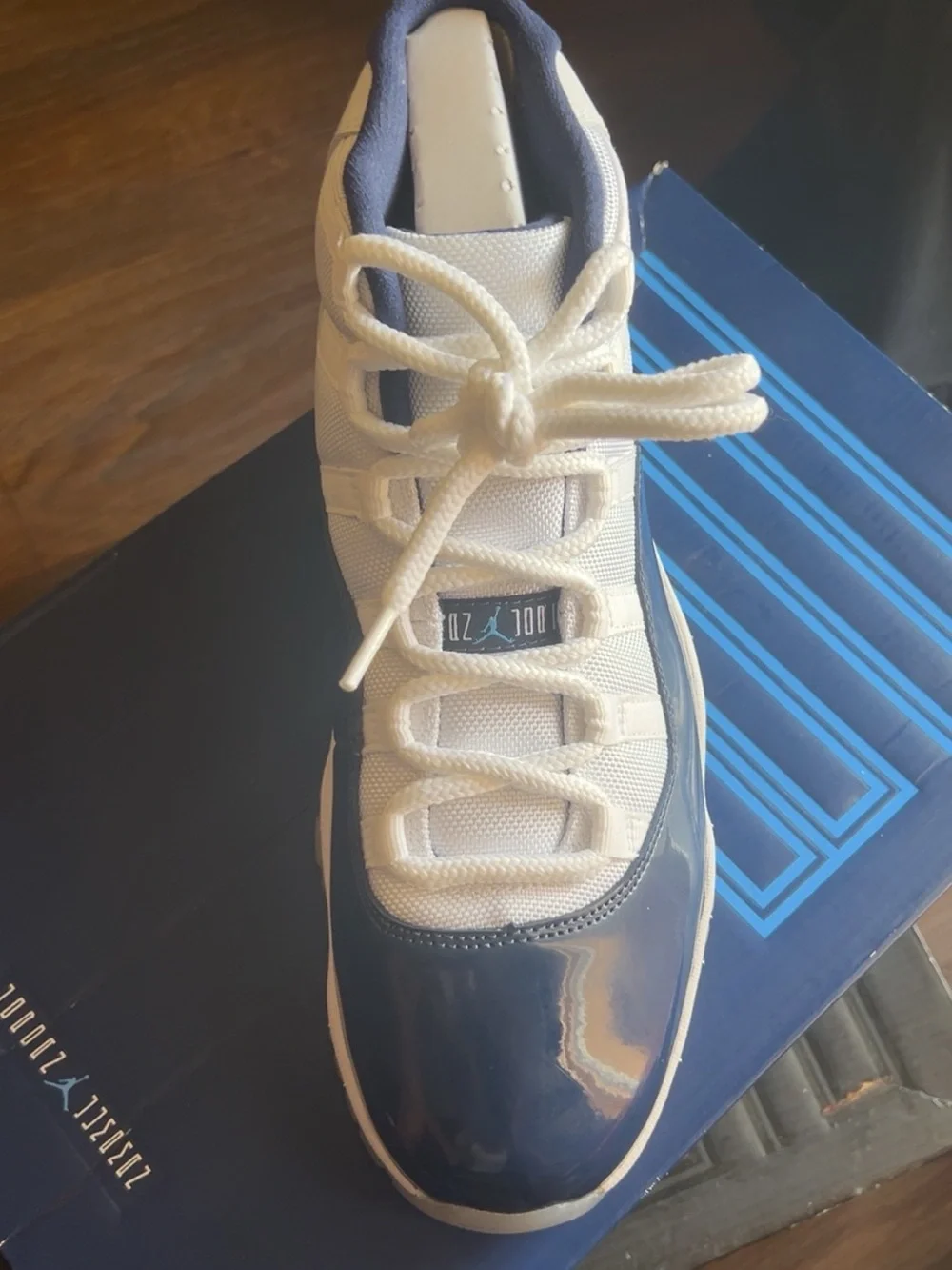 Jordan White and Navy Low-Top Sneakers